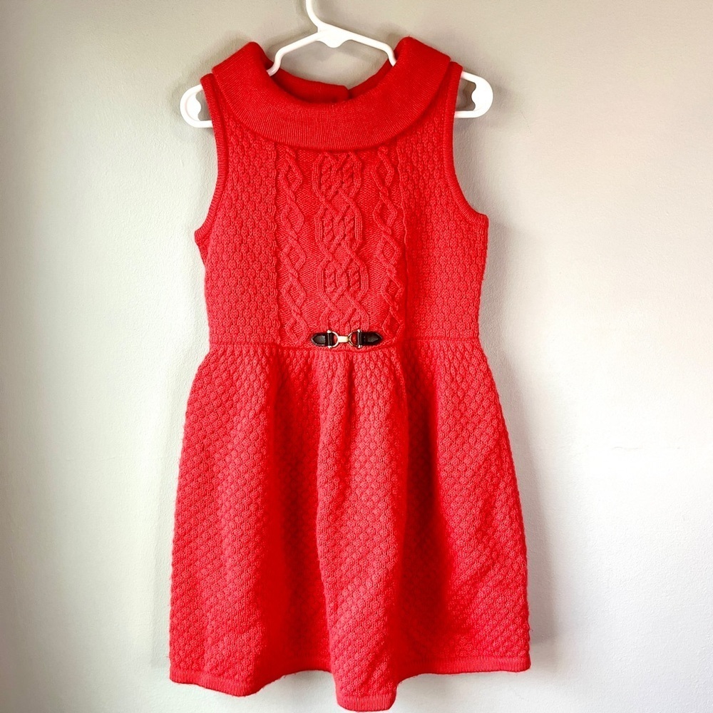 Janie and Jack Orange Coral Sleeveless Quilted Sweater Dress